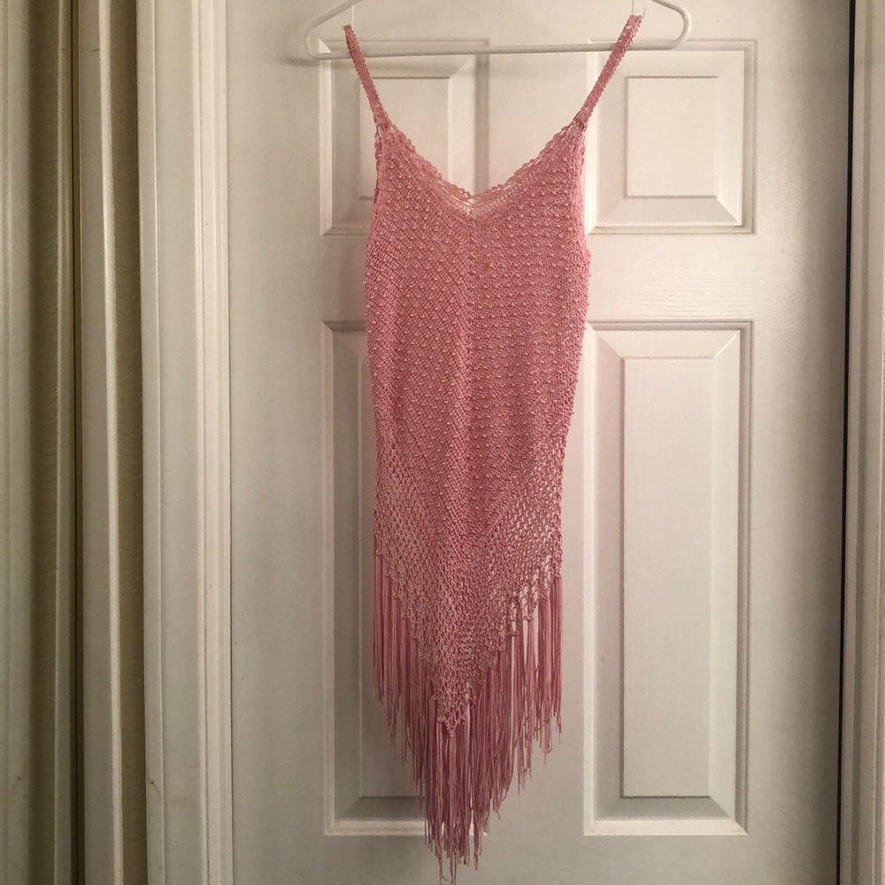 Sheer pink beaded blouse